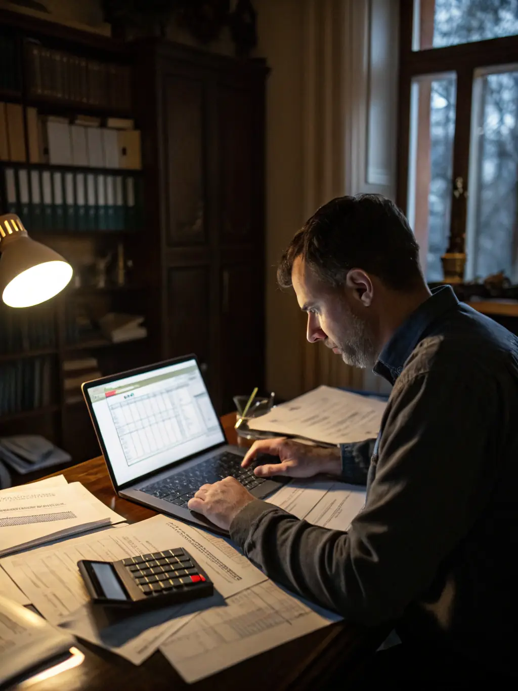 A dedicated bookkeeper managing financial records and VAT compliance using accounting software on a computer, highlighting efficiency and organization.
