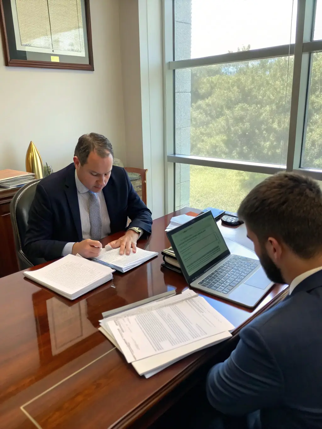A consultant guiding a client through the company formation process, discussing legal requirements and registration options in a professional environment.